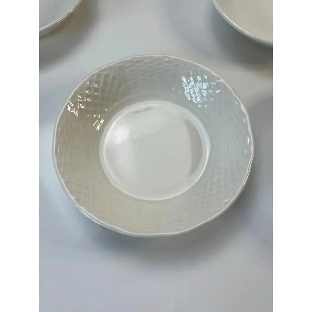 Burleigh Ironstone Staffordshire England White Basketweave Berry Bowls Set of 5
